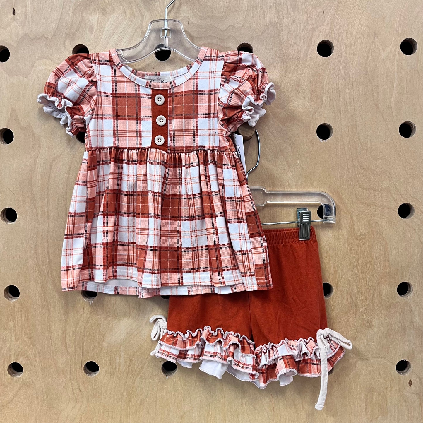 Orange Plaid Top & Shorts Outfit