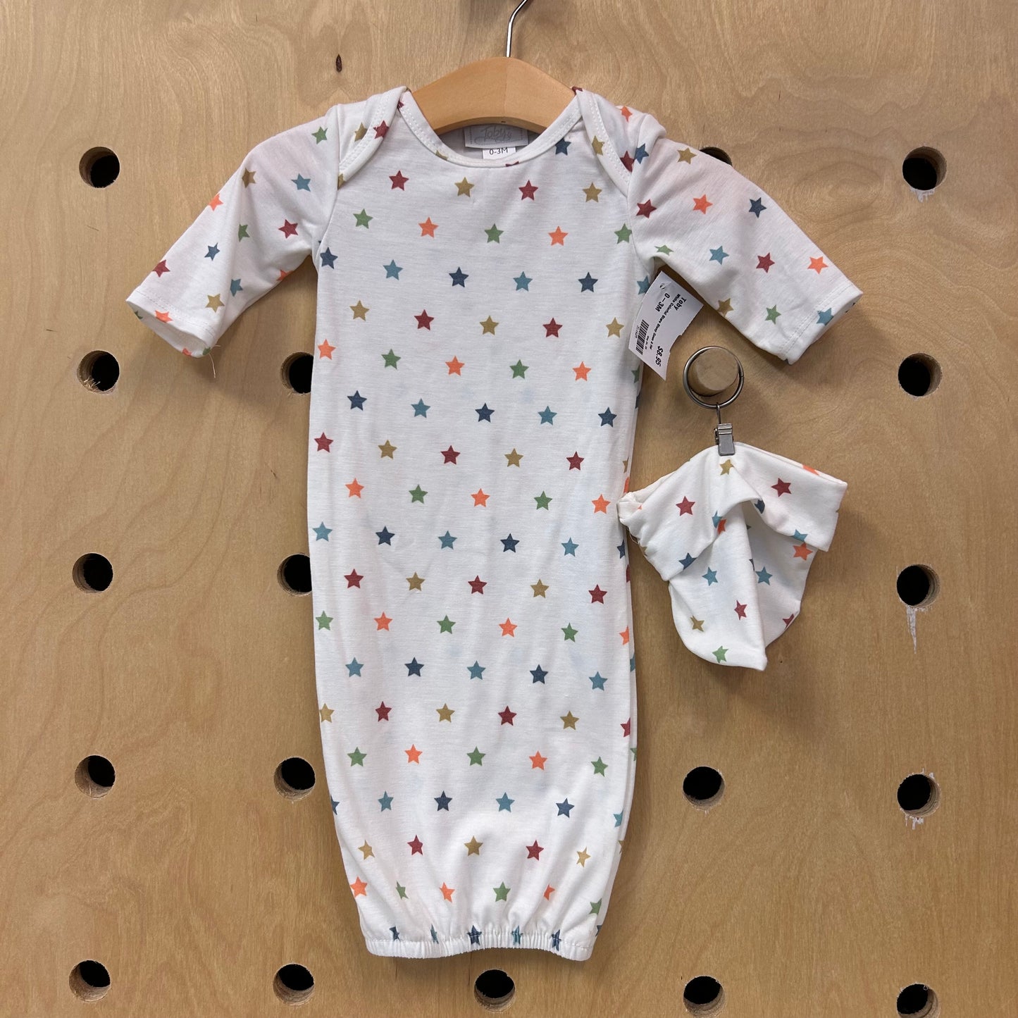 White Colorful Stars Sleep Gown & Hat