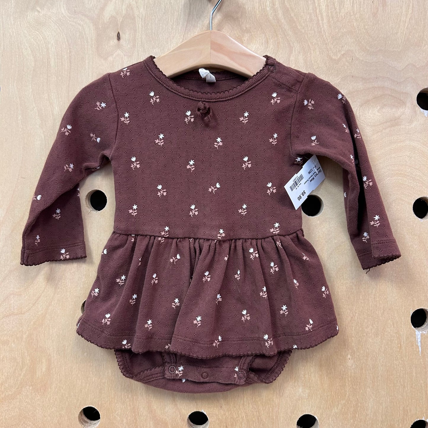Brown Floral Skirted Romper