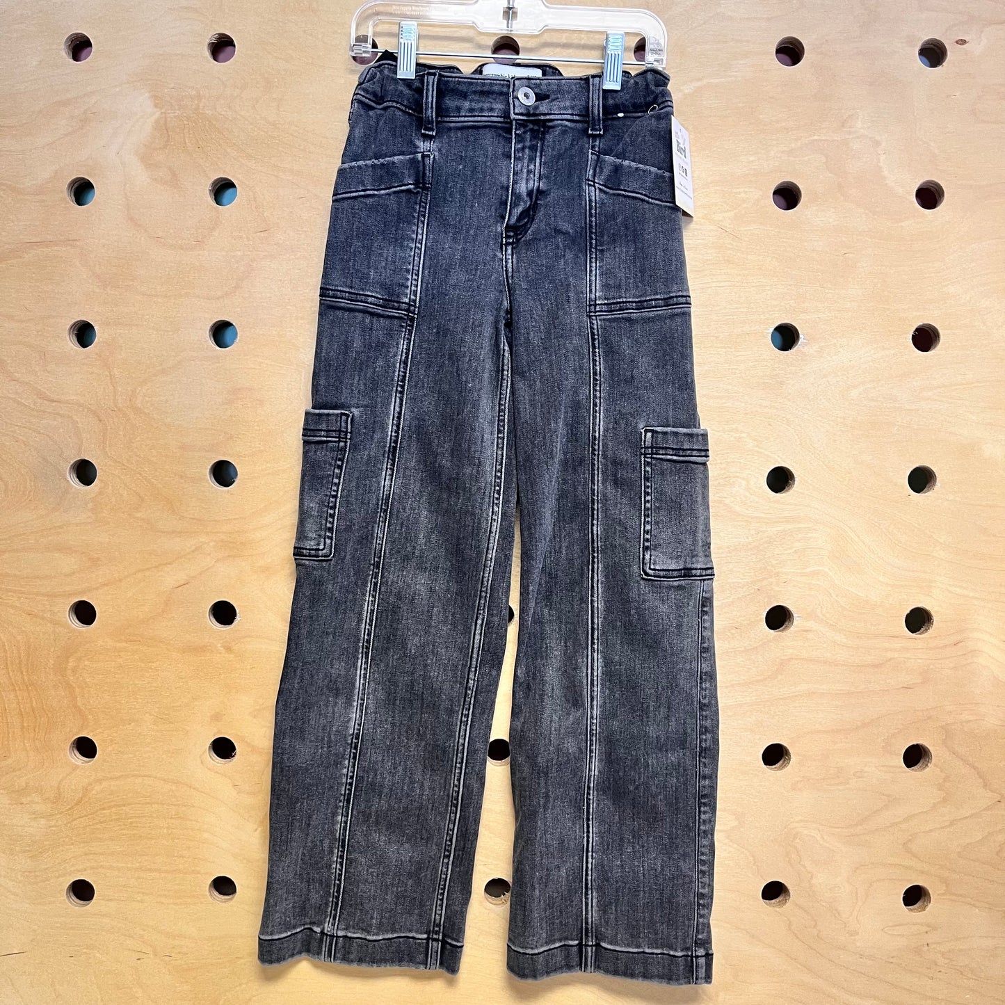 Black Wide Leg Cargo Denim Pants