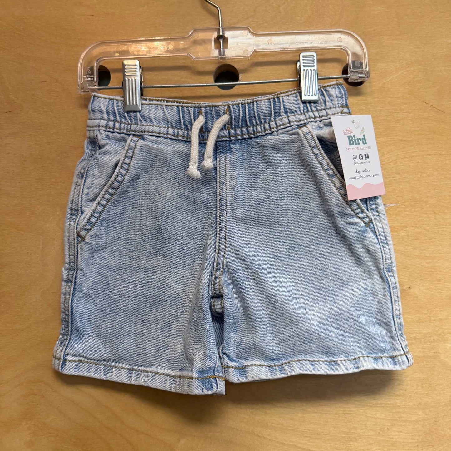 Light Wash Denim Drawstring Shorts