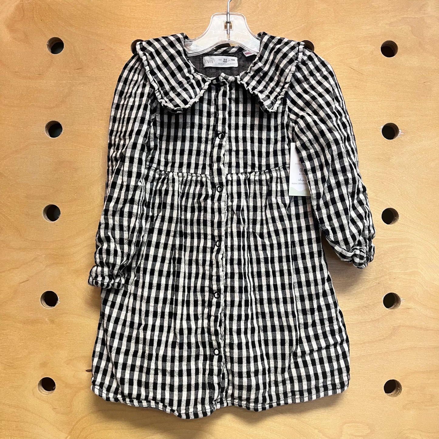 Black & White Gingham Snap Front Dress