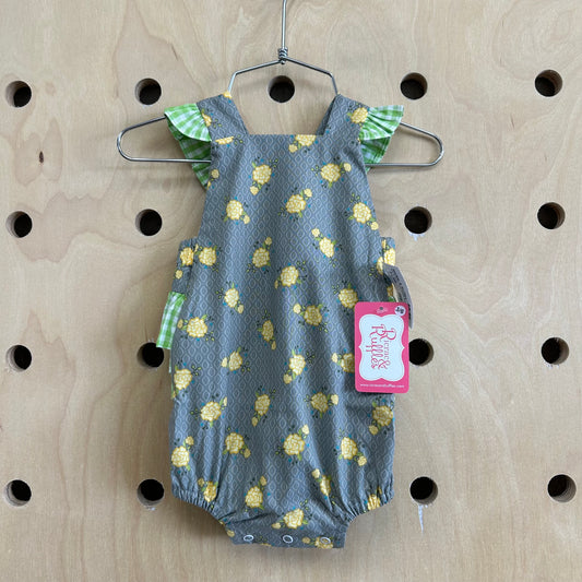 Grey & Yellow Floral Bubble Romper NEW!