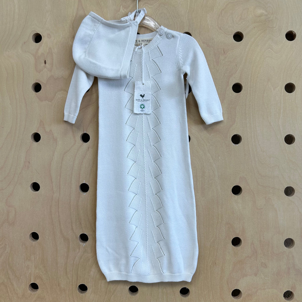 Organic White Knit Gown + Hat NEW!