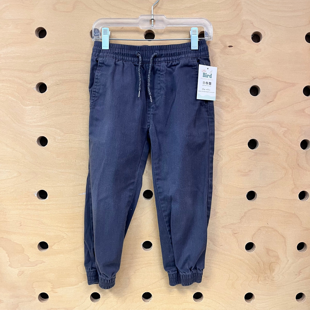 Grey Denim Drawstring Joggers