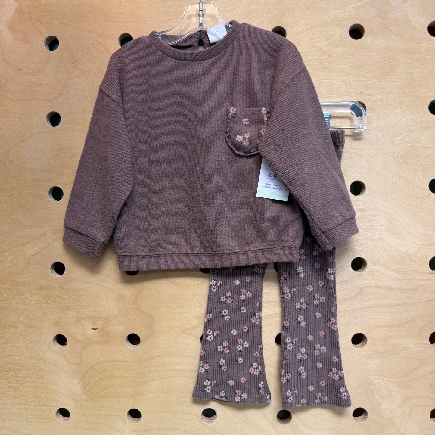 Brown Floral Knit Top & Leggings