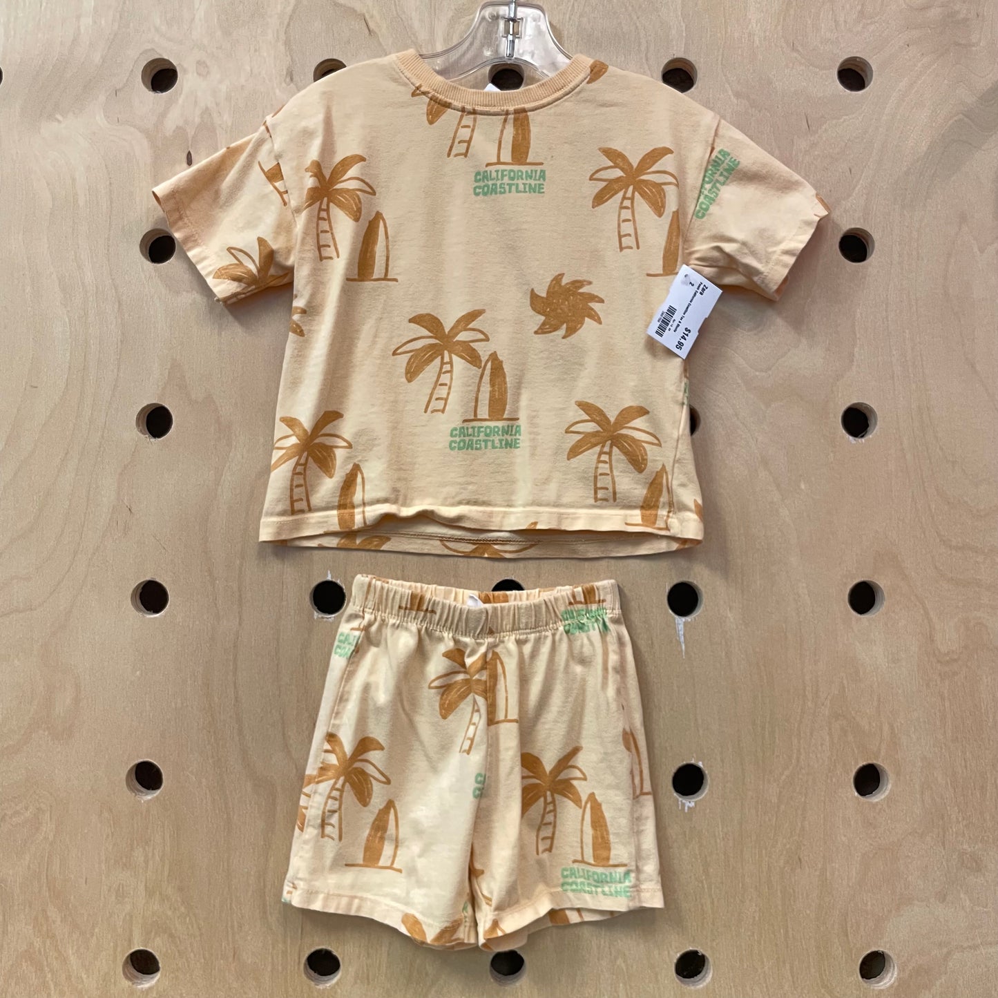Peach California Coastline Tee & Shorts