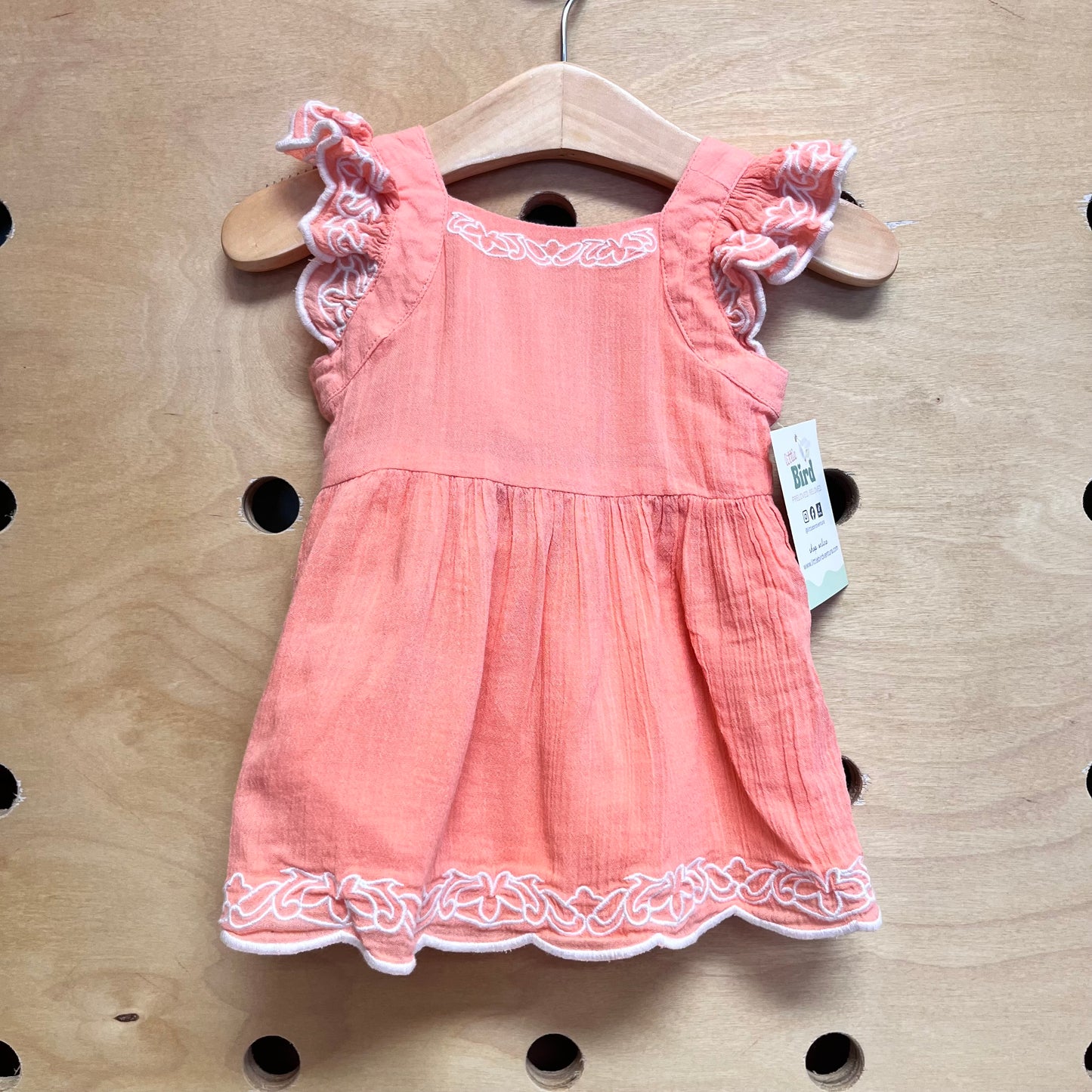 Coral/White Embroider Dress/Bloomers