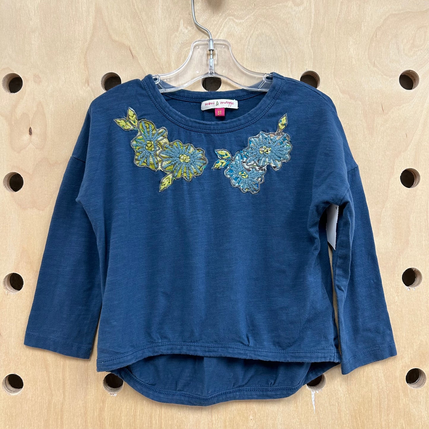 Blue Floral LS Top