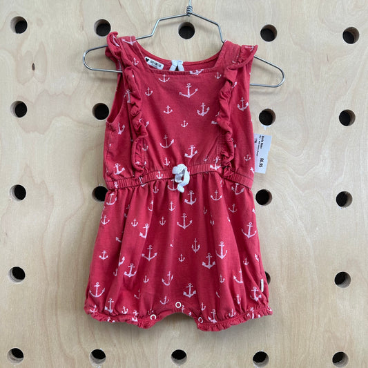 Red + White Anchors Romper