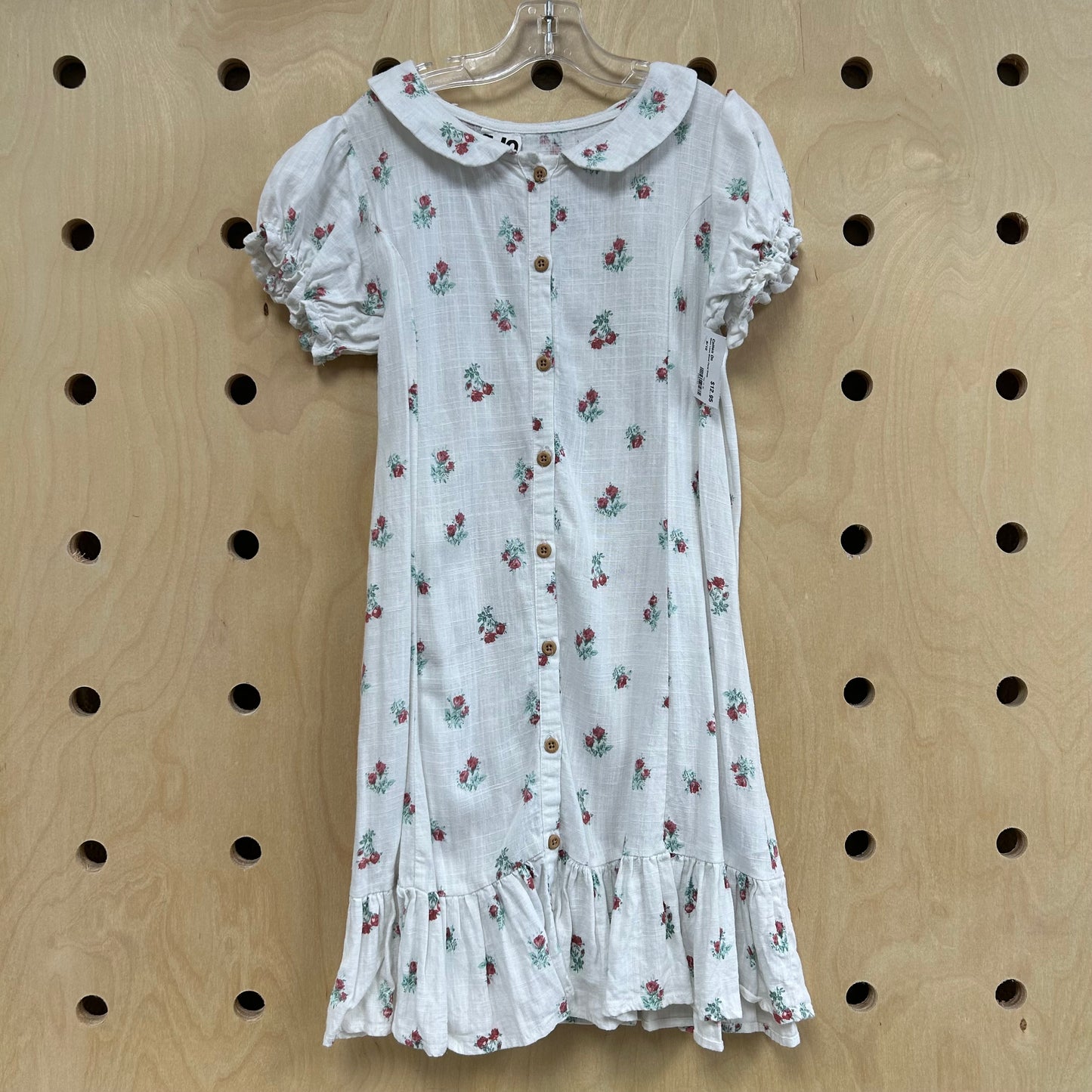 White Linen Blend Floral Dress