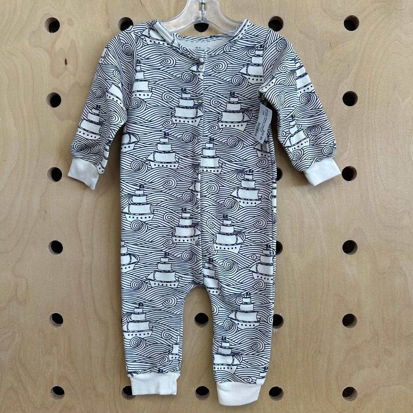 Blue Waves & Ships Organic Romper