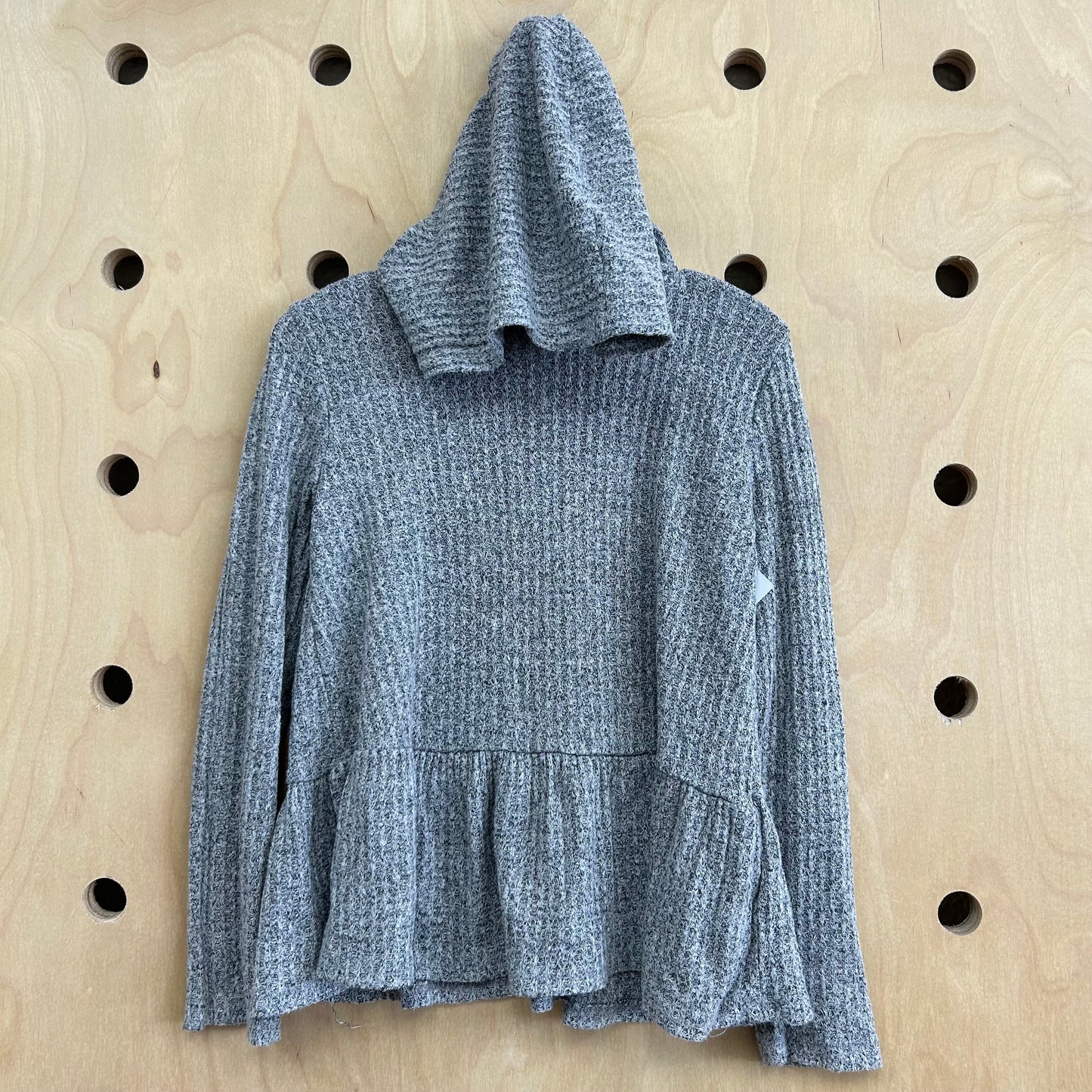 Grey Hooded Knit Top