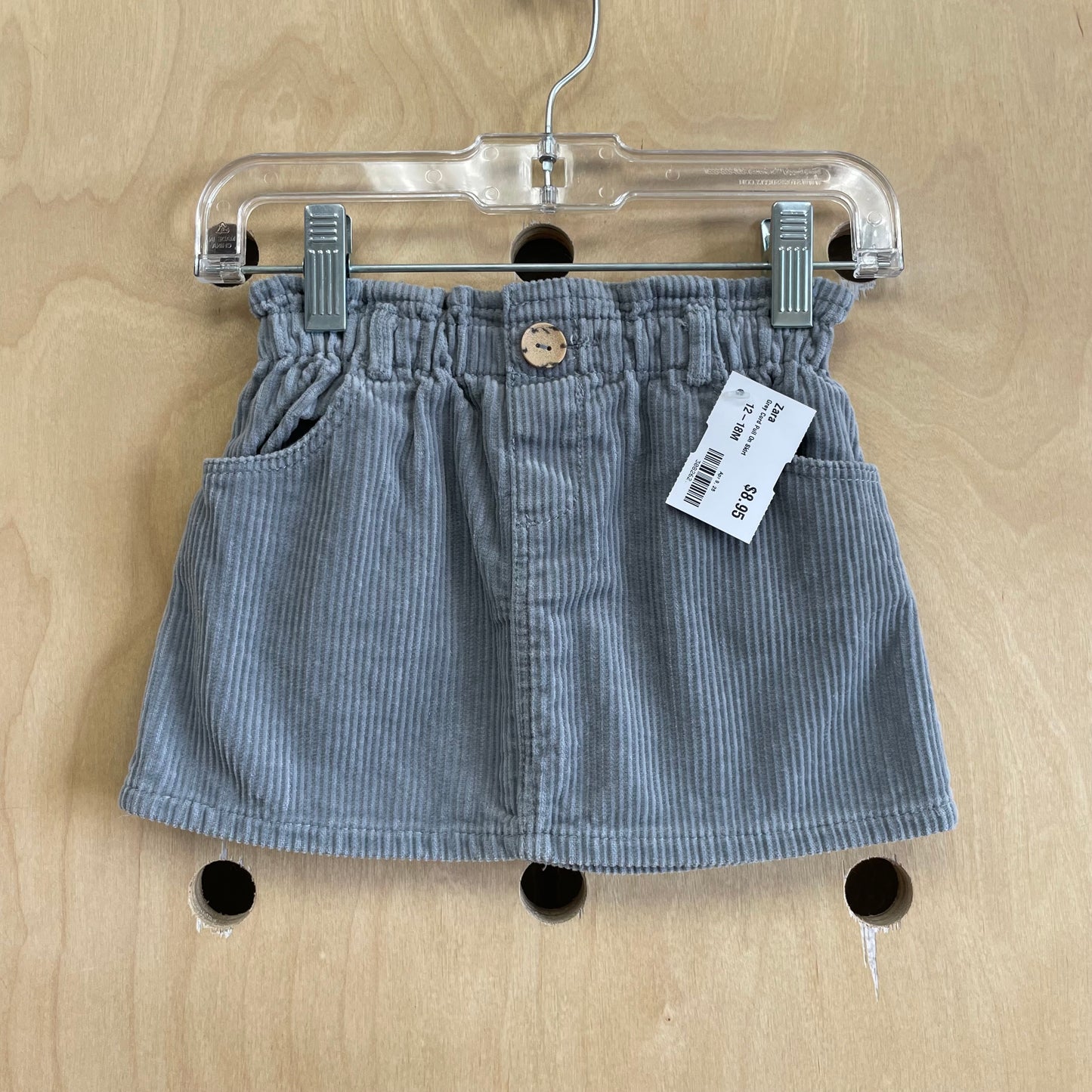 Grey Cord Pull On Skirt