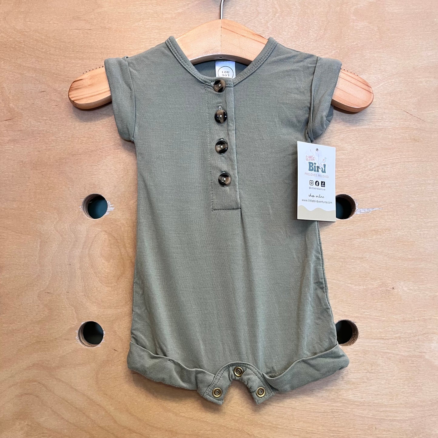 Green Bamboo Henley Romper