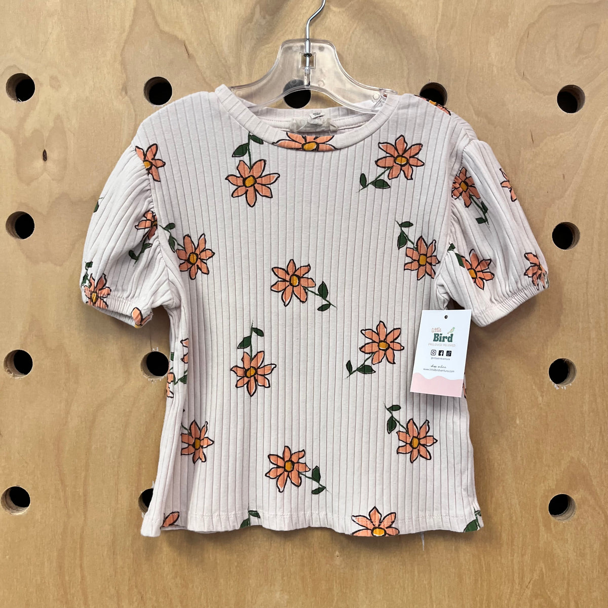 Tan/Peach Ribbed Flower Shirt