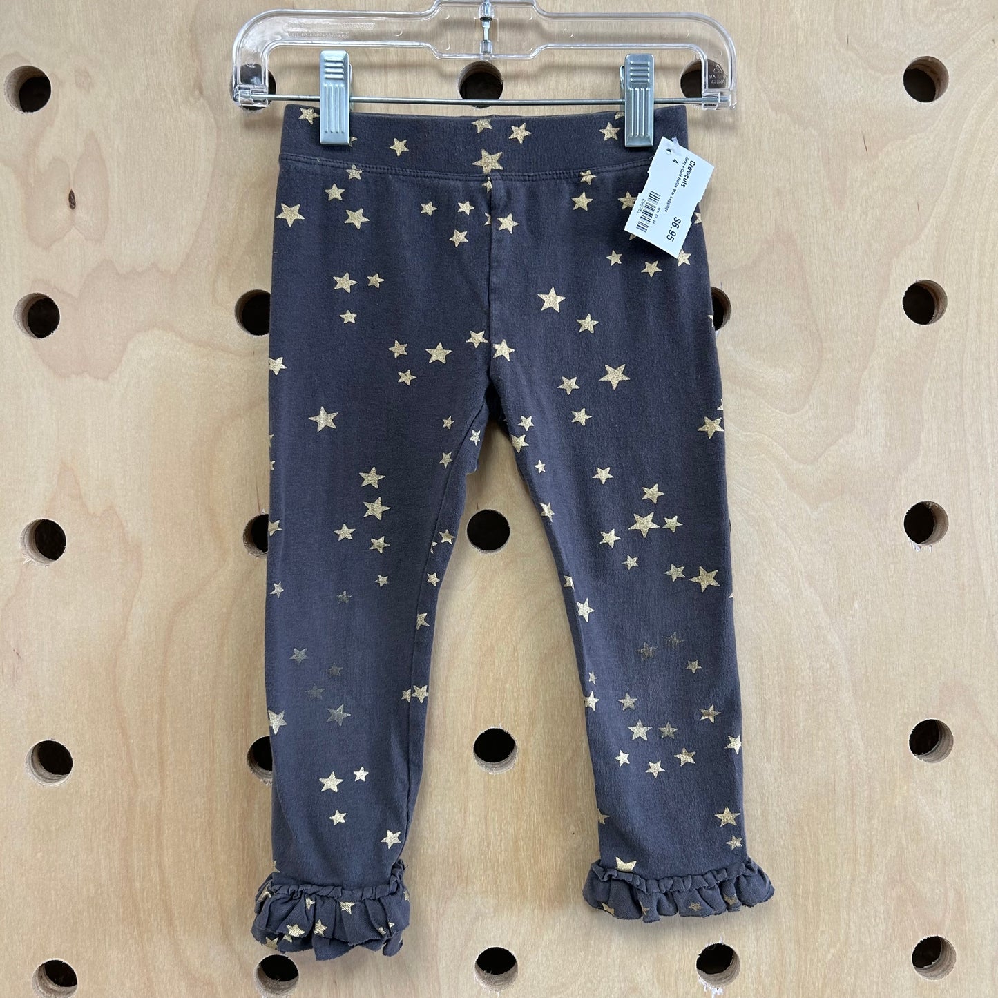Grey+Gold Ruffle Star Leggings