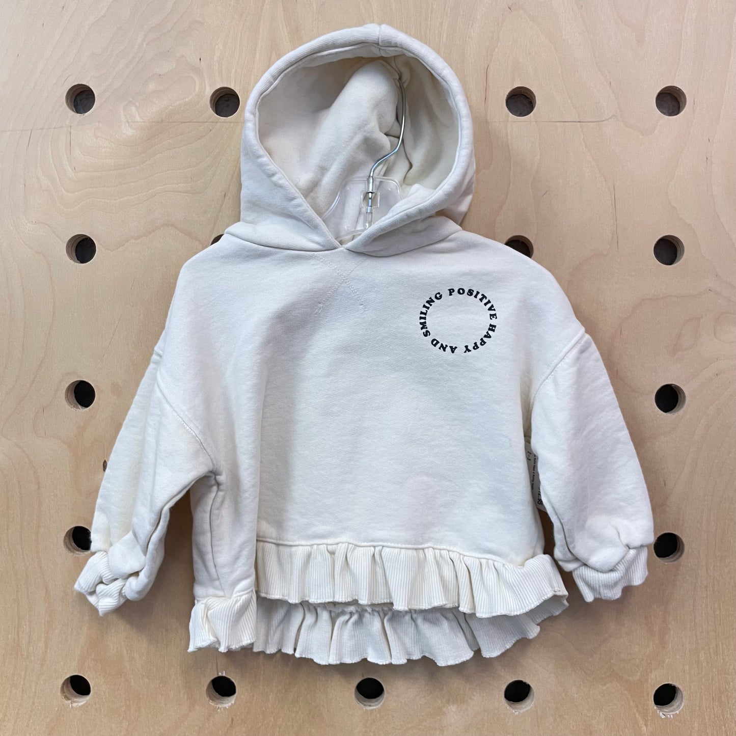 Cream Ruffle Happy & Smiling Hoodie