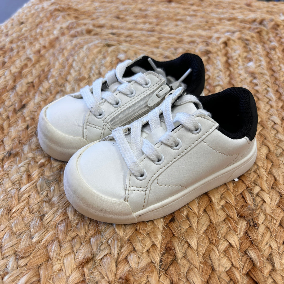 White Black Heel Lace & Zip Up Shoes