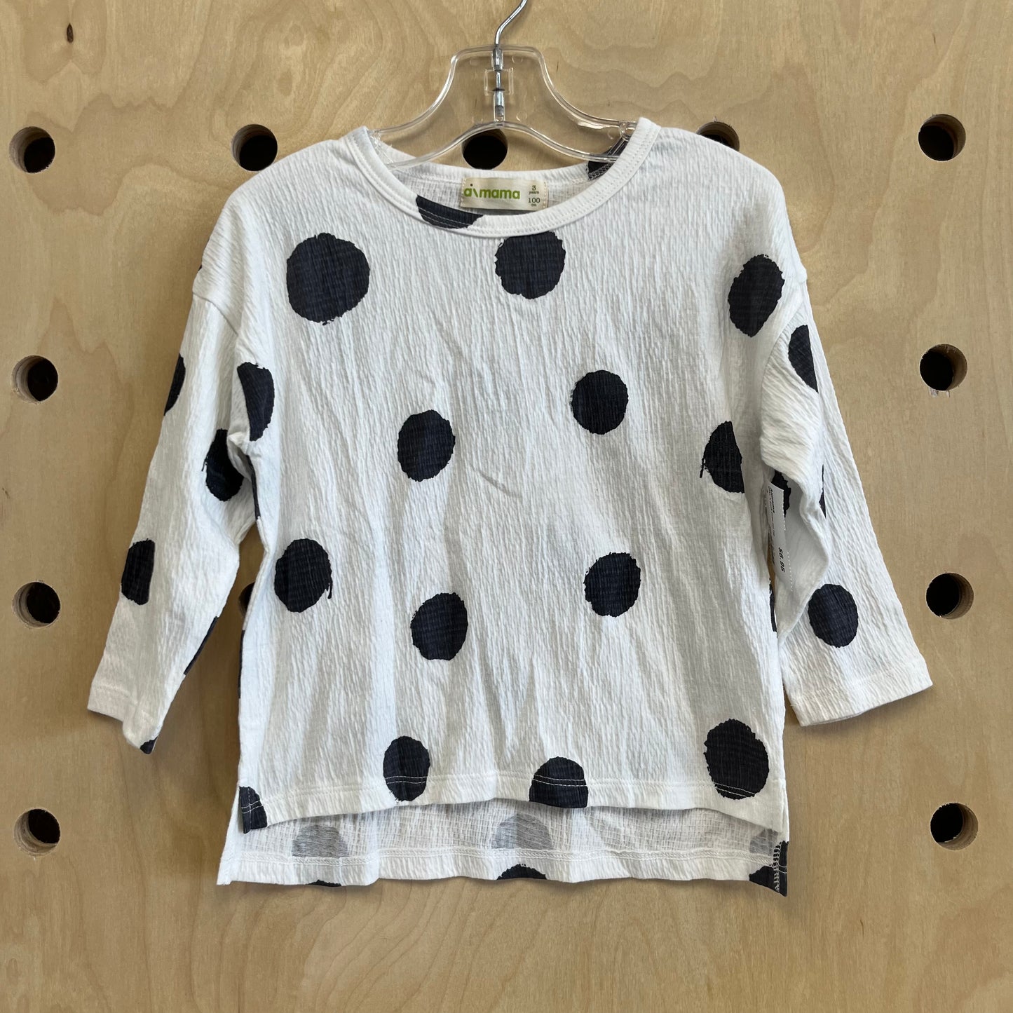 White & Black Polka Dot Top