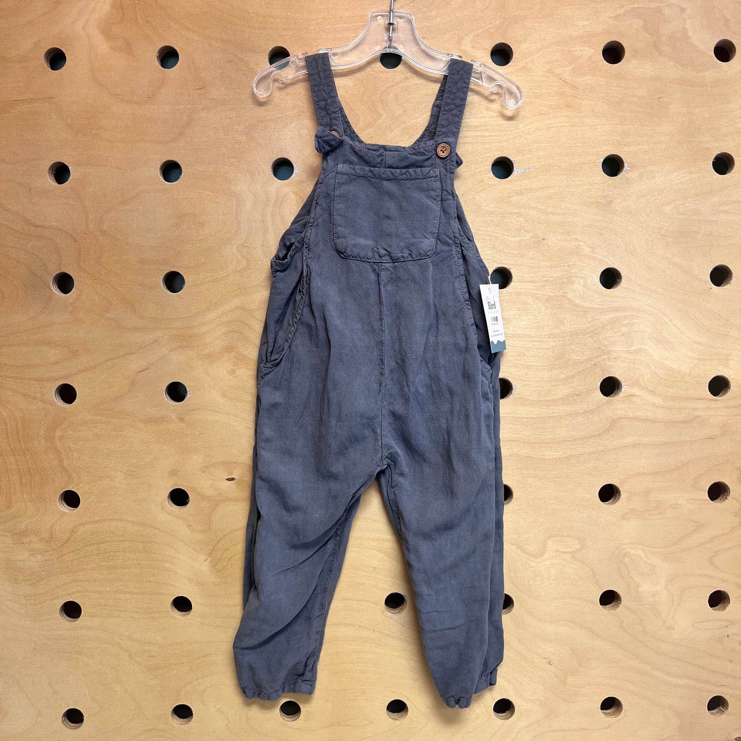 Grey Linen Blend Pocket Romper