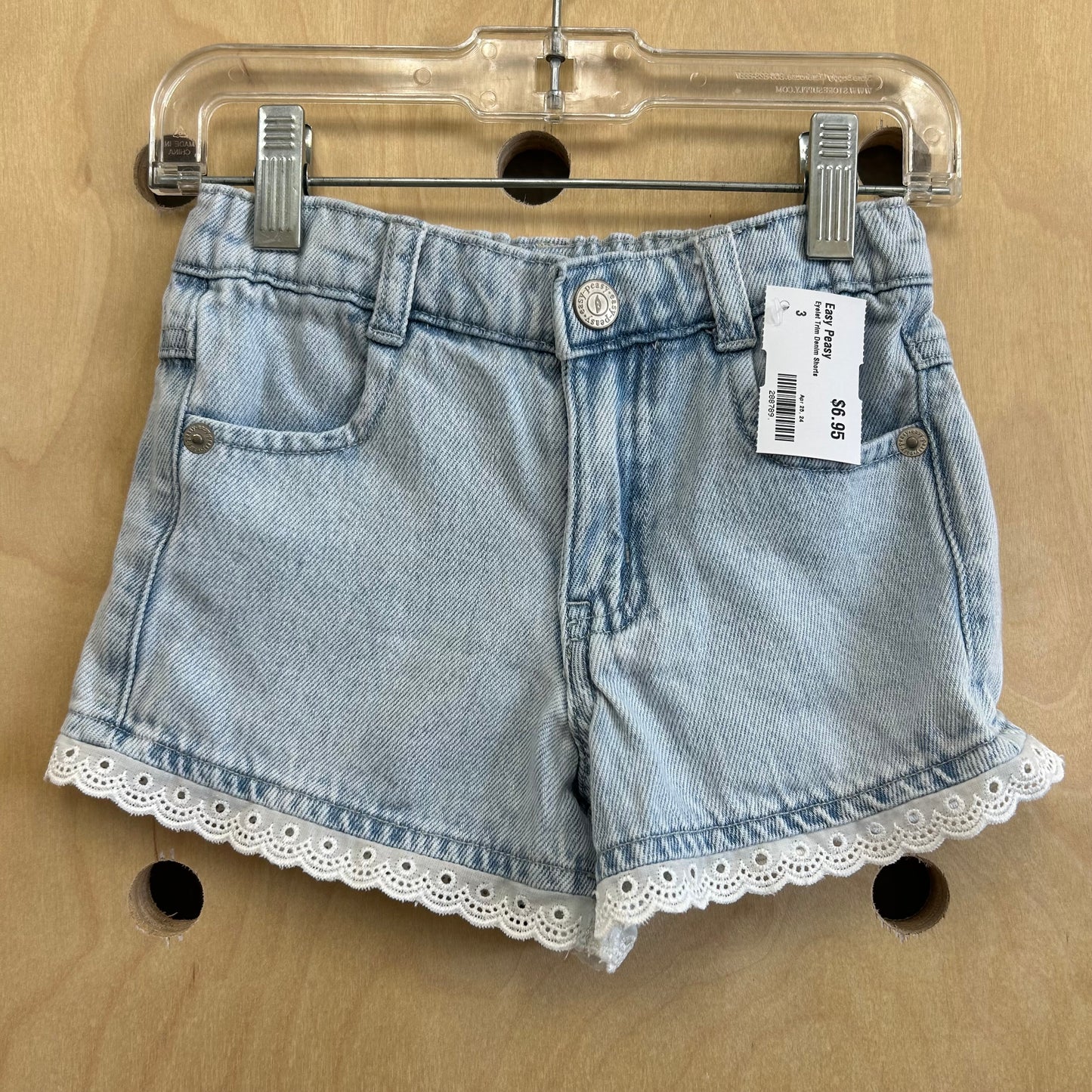 Eyelet Trim Denim Shorts