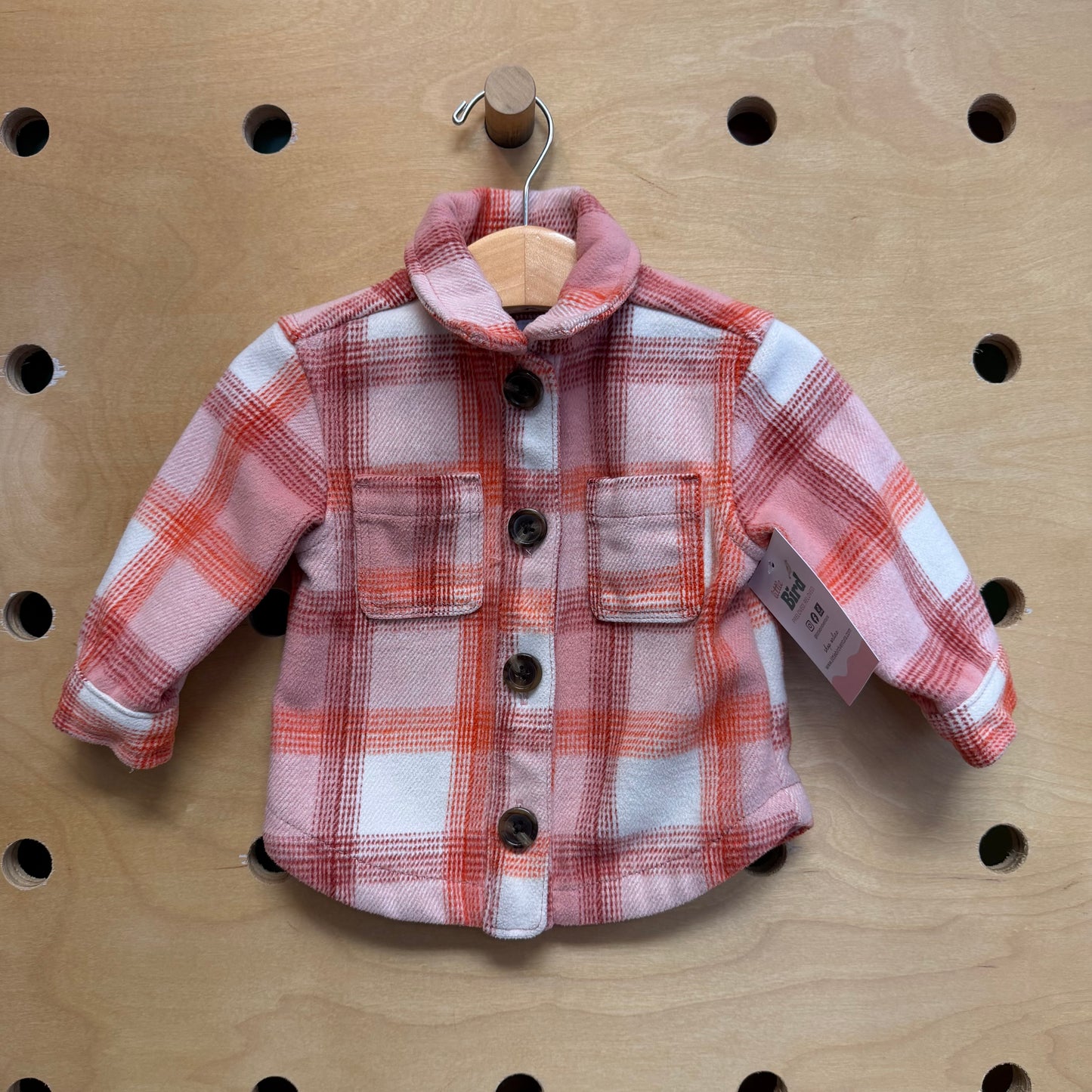 White/Pink Plaid Button Jacket