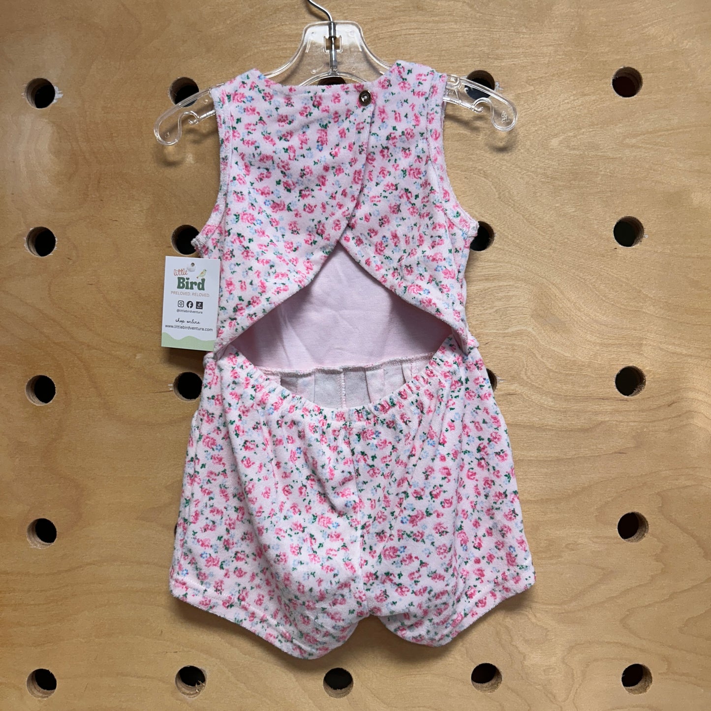 Pink Floral Terry Romper