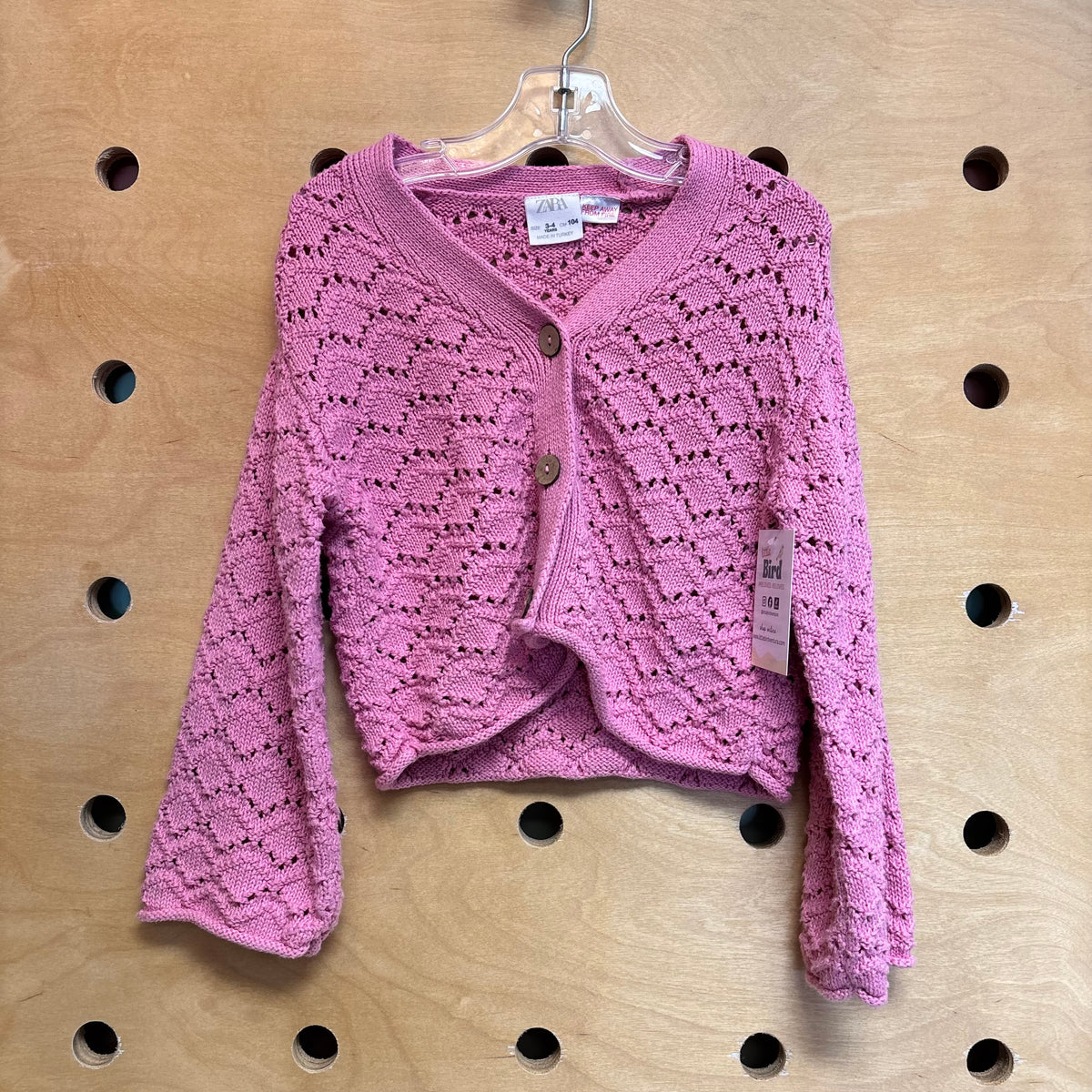 Pink Loose Knit Cardigan