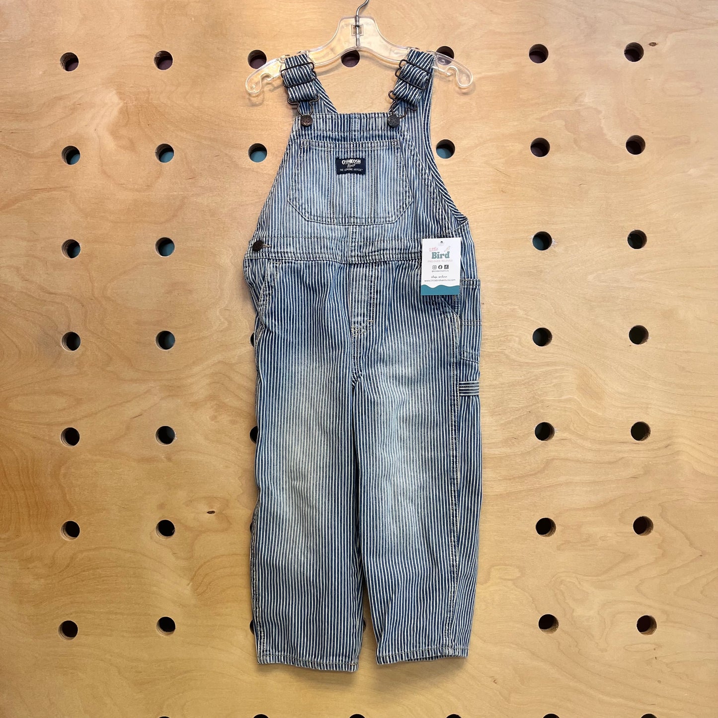 Railroad Stripe Denim Overalls