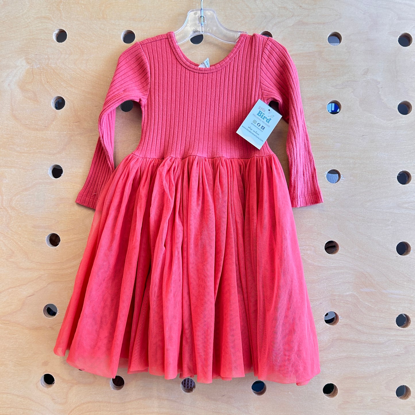 Organic Orange Ribbed Tulle Dress