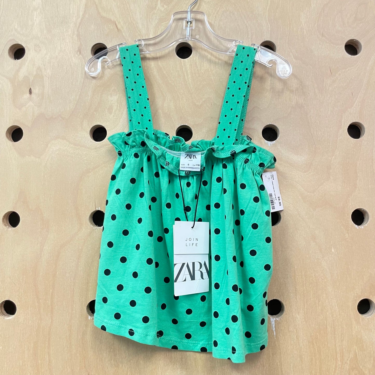 Green + Black Polka Dot Tank NEW!