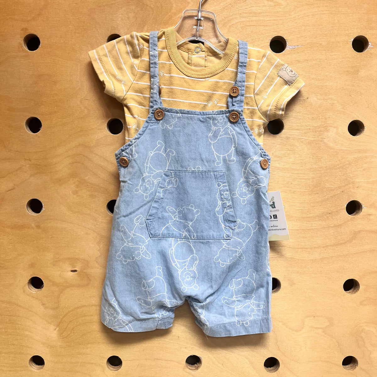 Blue Chambray Pooh Bear Romper