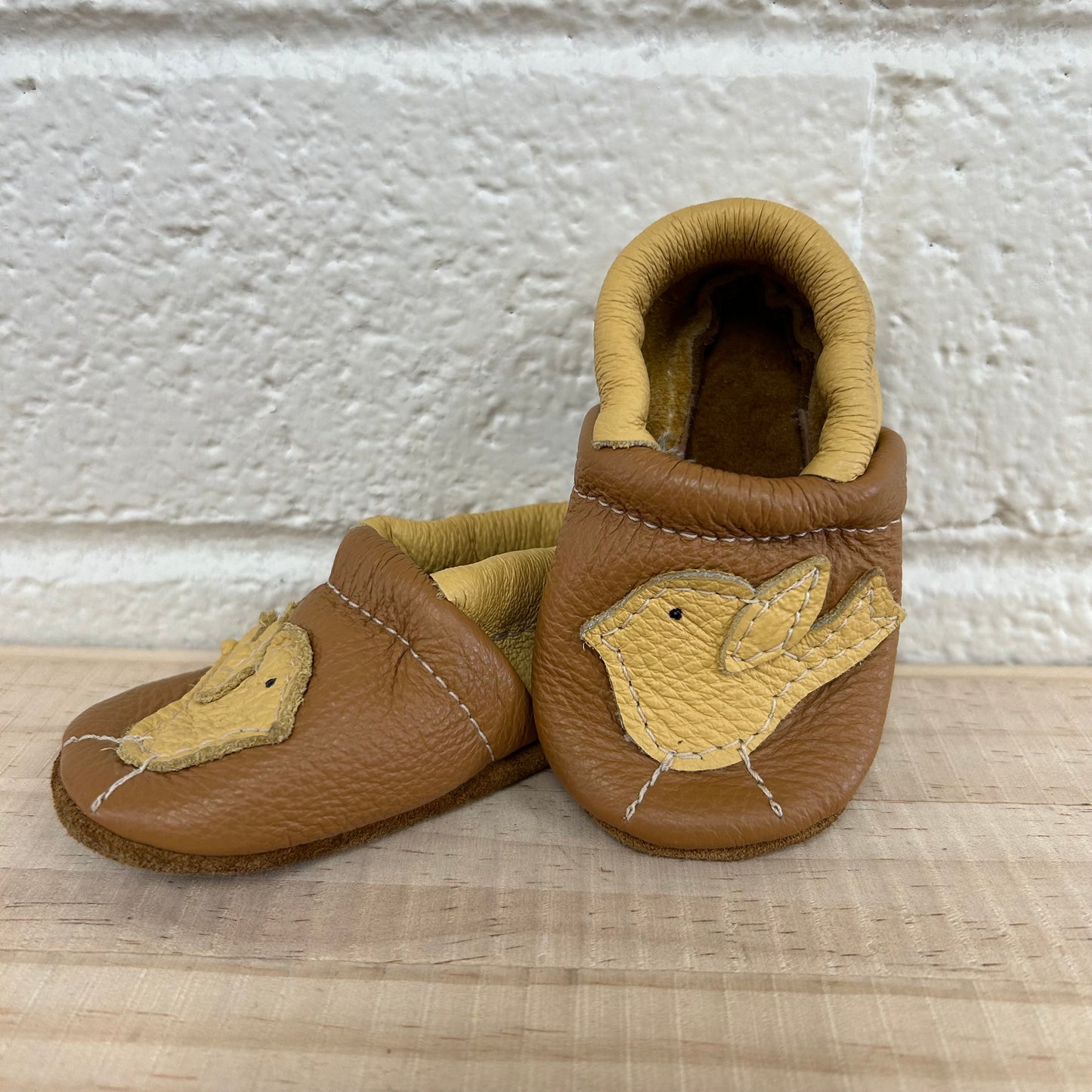 Tan & Yellow Bord Moccasins