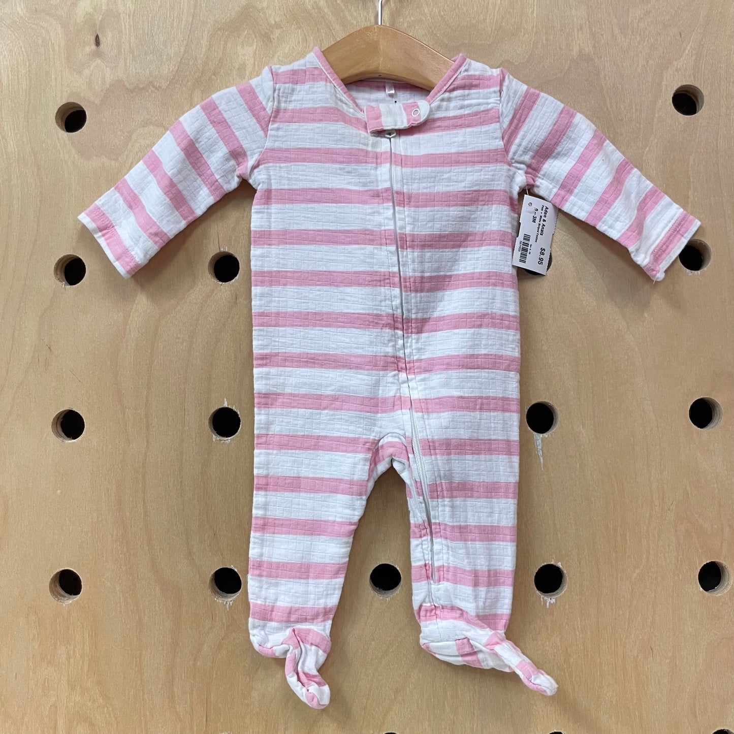Pink + White Striped Footies