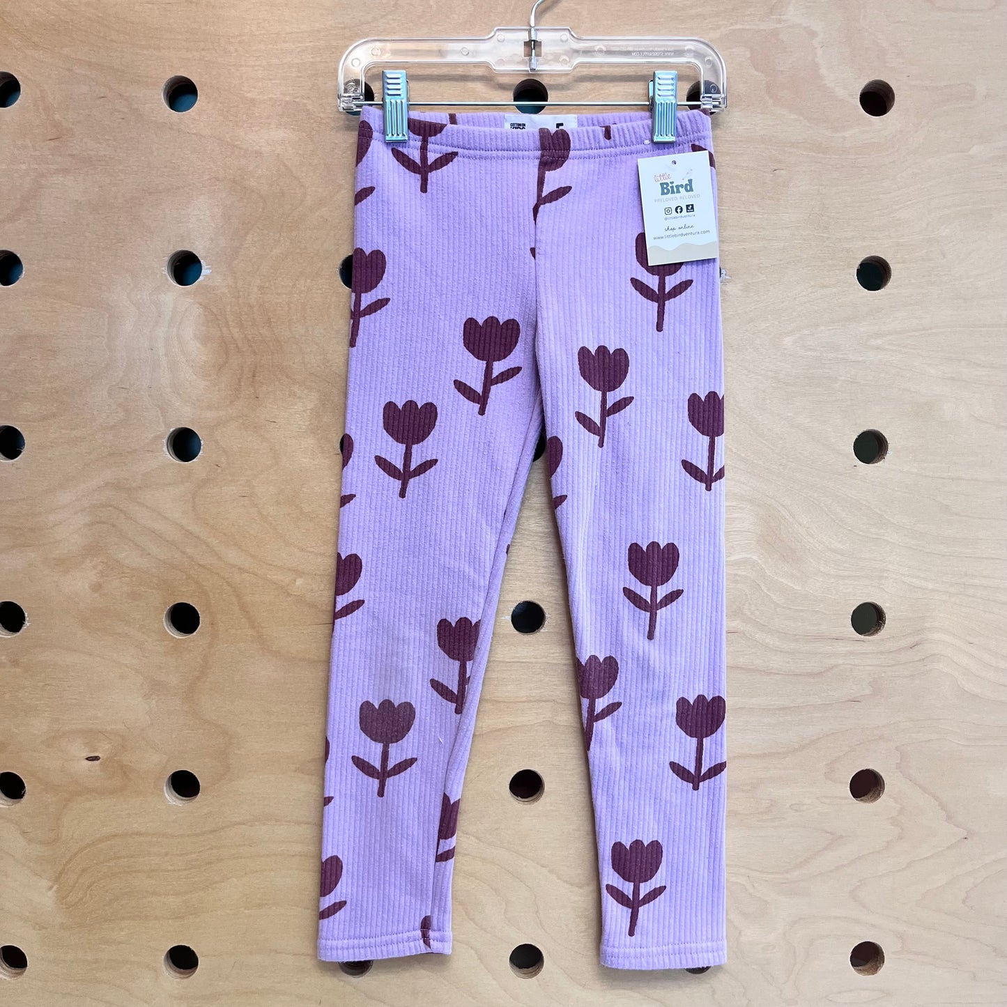 Purple Ribbed Tulip Leggings