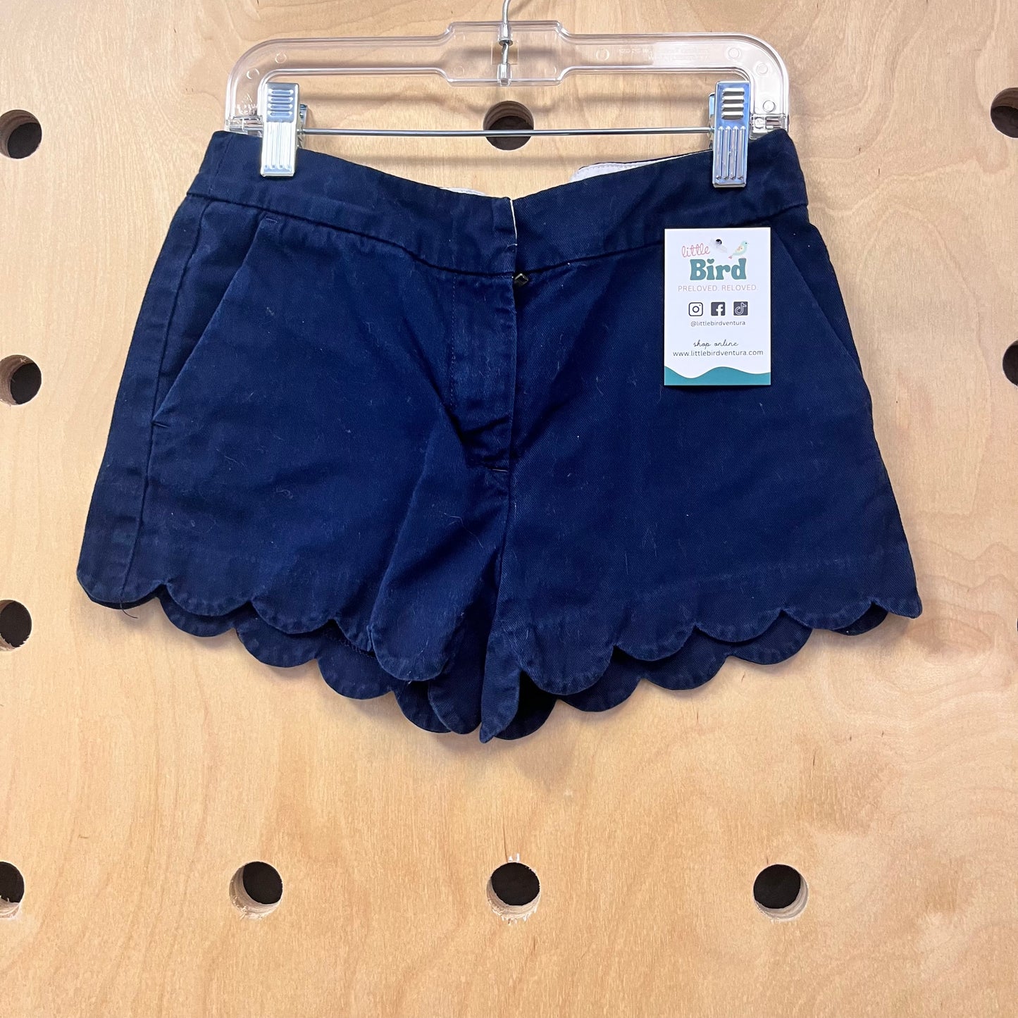 Blue Scalloped Trim Shorts