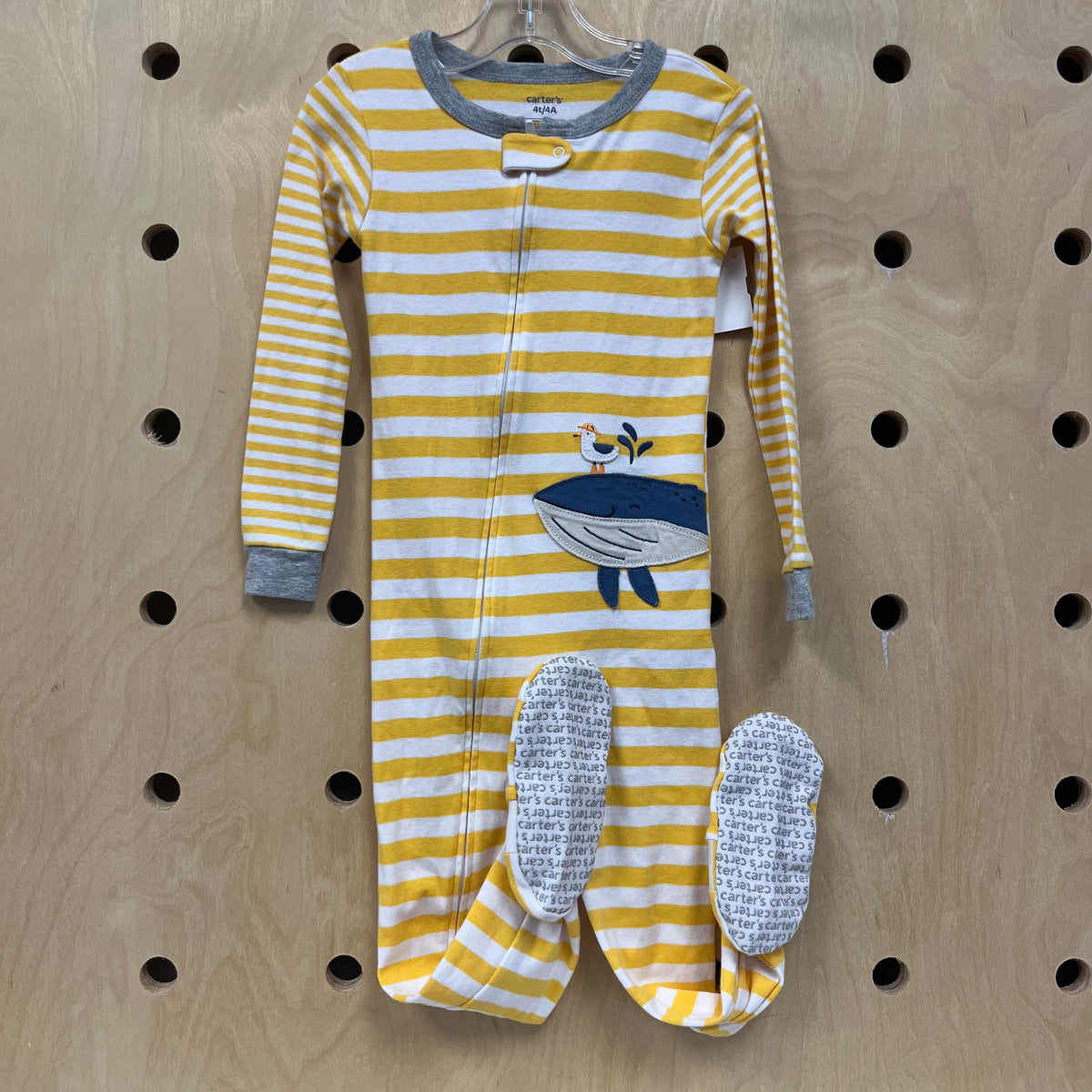 Yellow Striped Whale Footie Pajamas