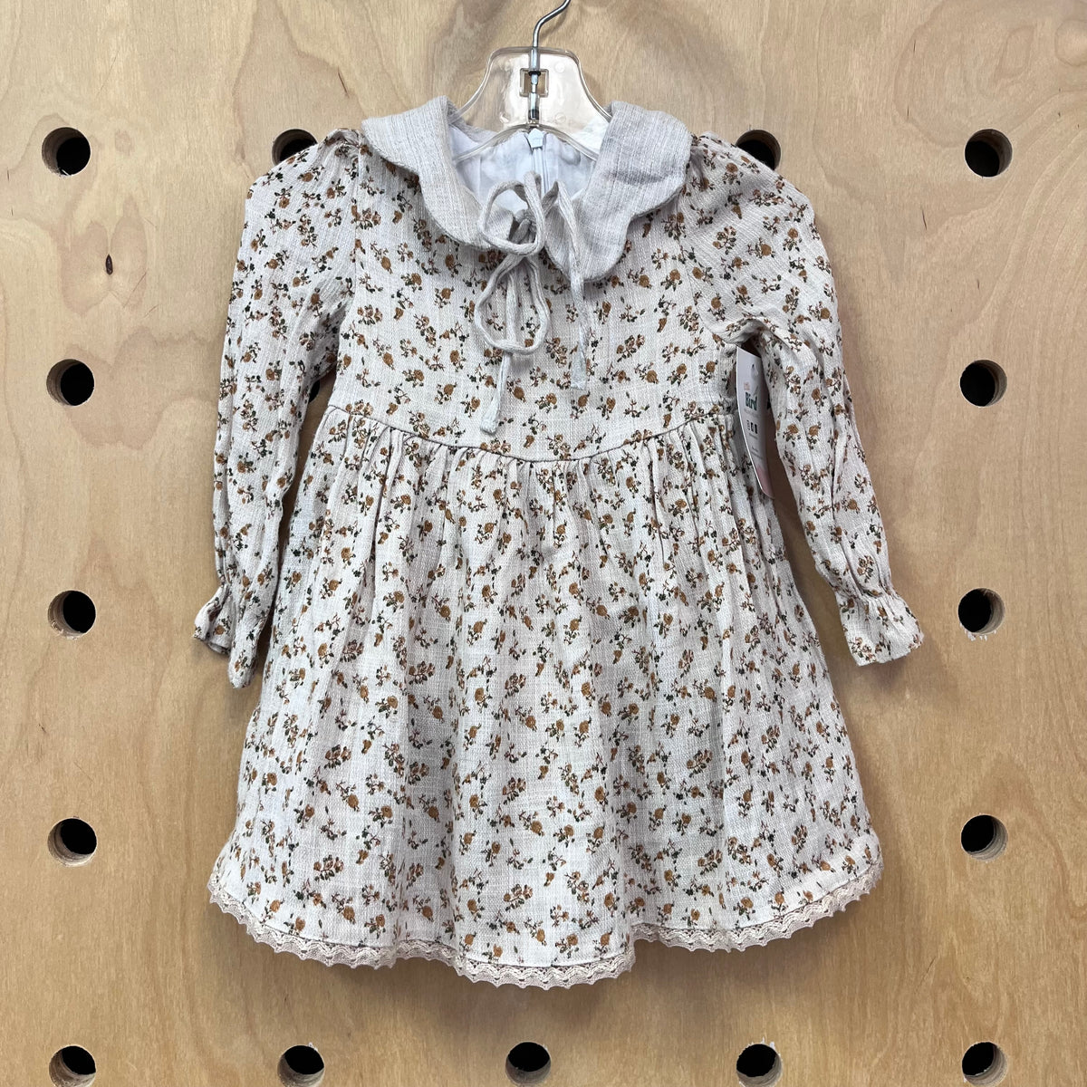 Beige Floral Gauze Dress