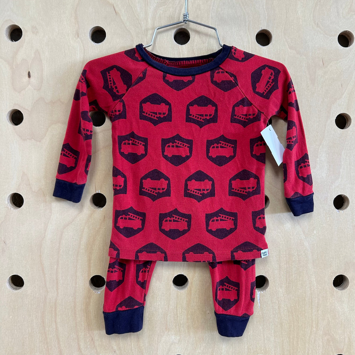 Red+Navy Firetruck Pajamas