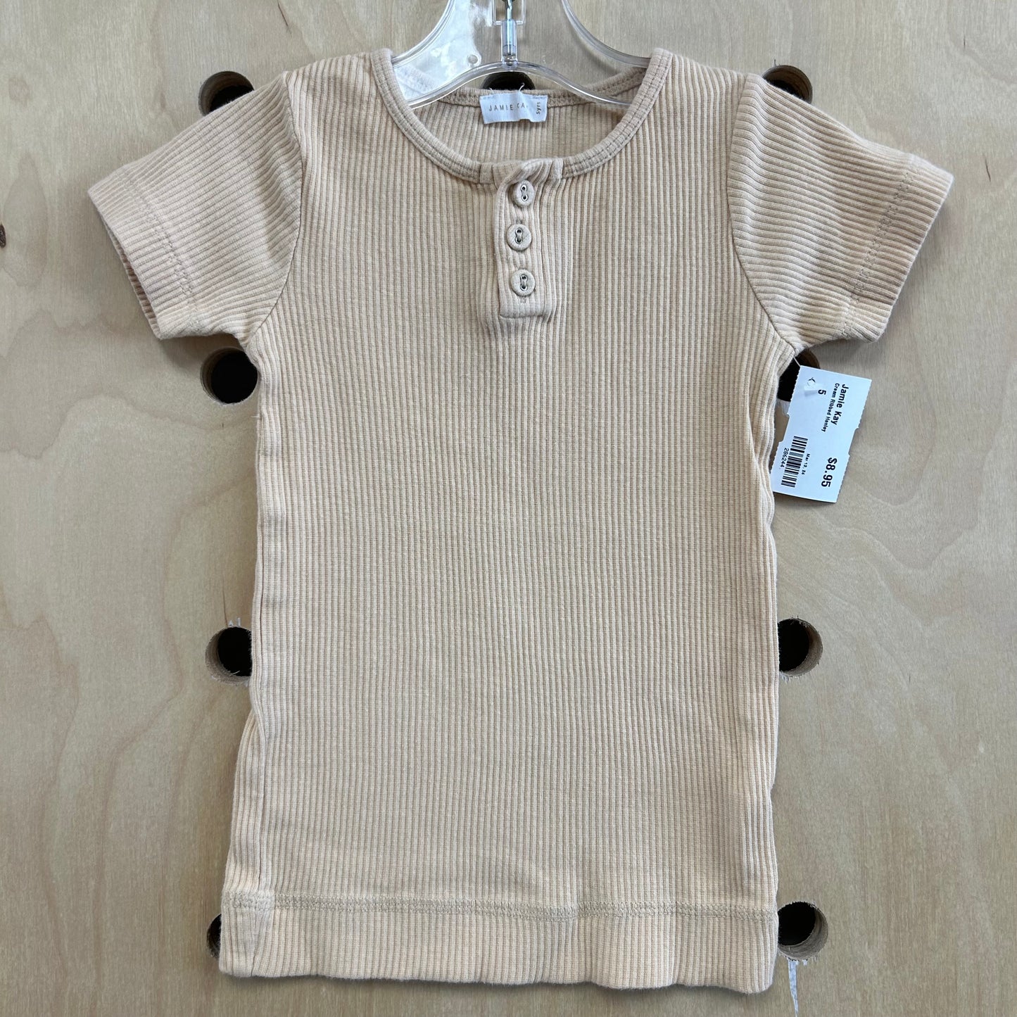 Cream Ribbed Henley
