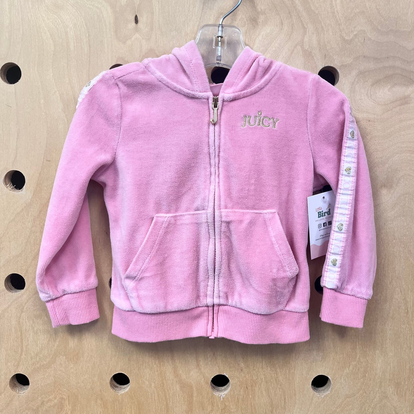 Pink Velour Zip Hoodie