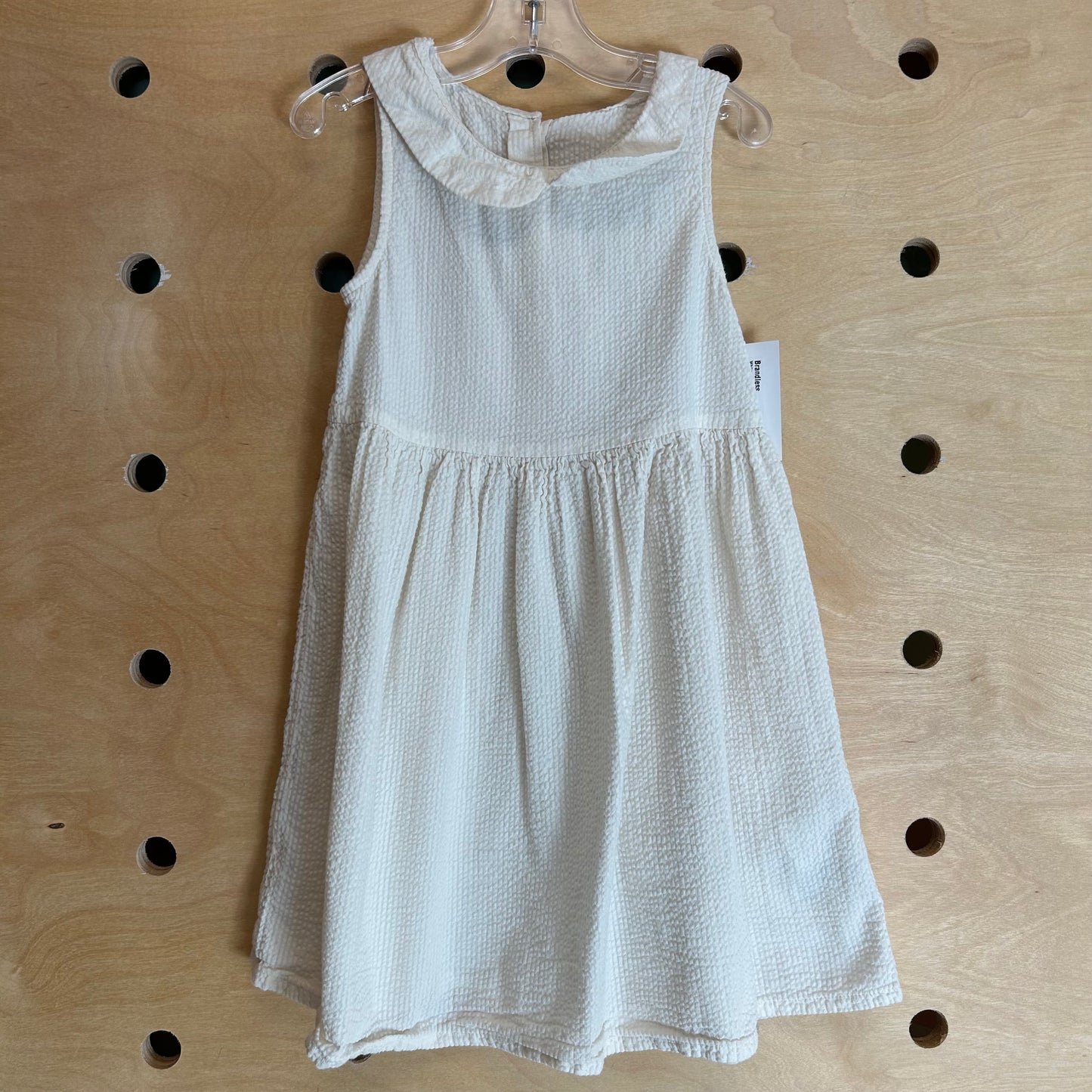 White Collared Textured Cotton Dress