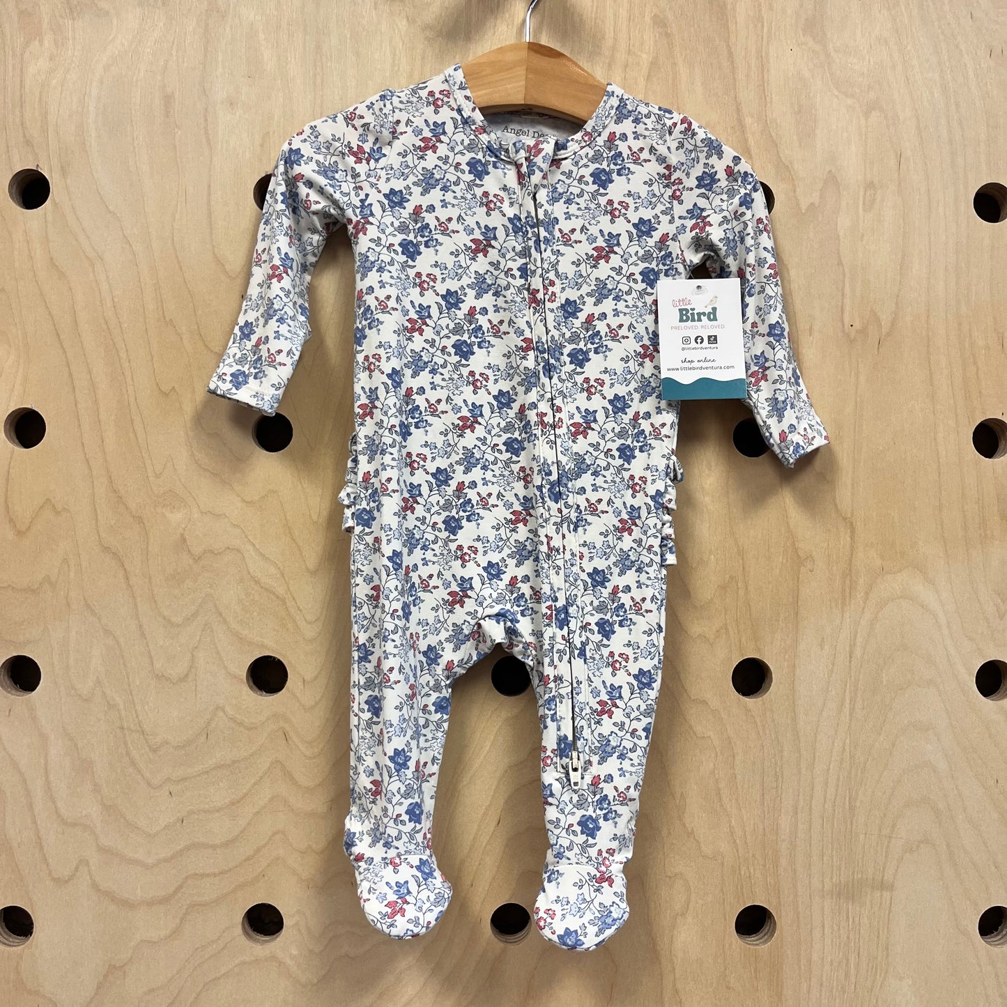 White & Blue Bamboo Floral Zippy NEW!