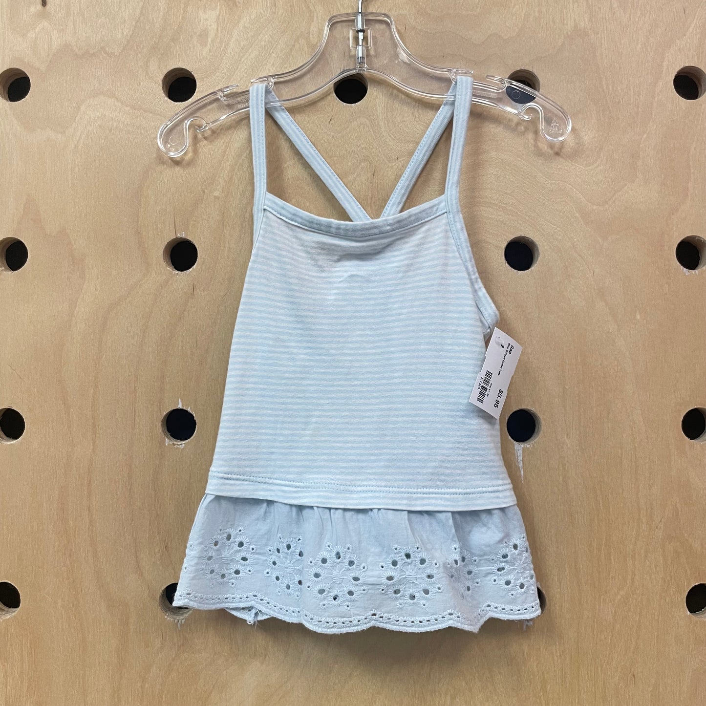Blue Striped Eyelet Tank
