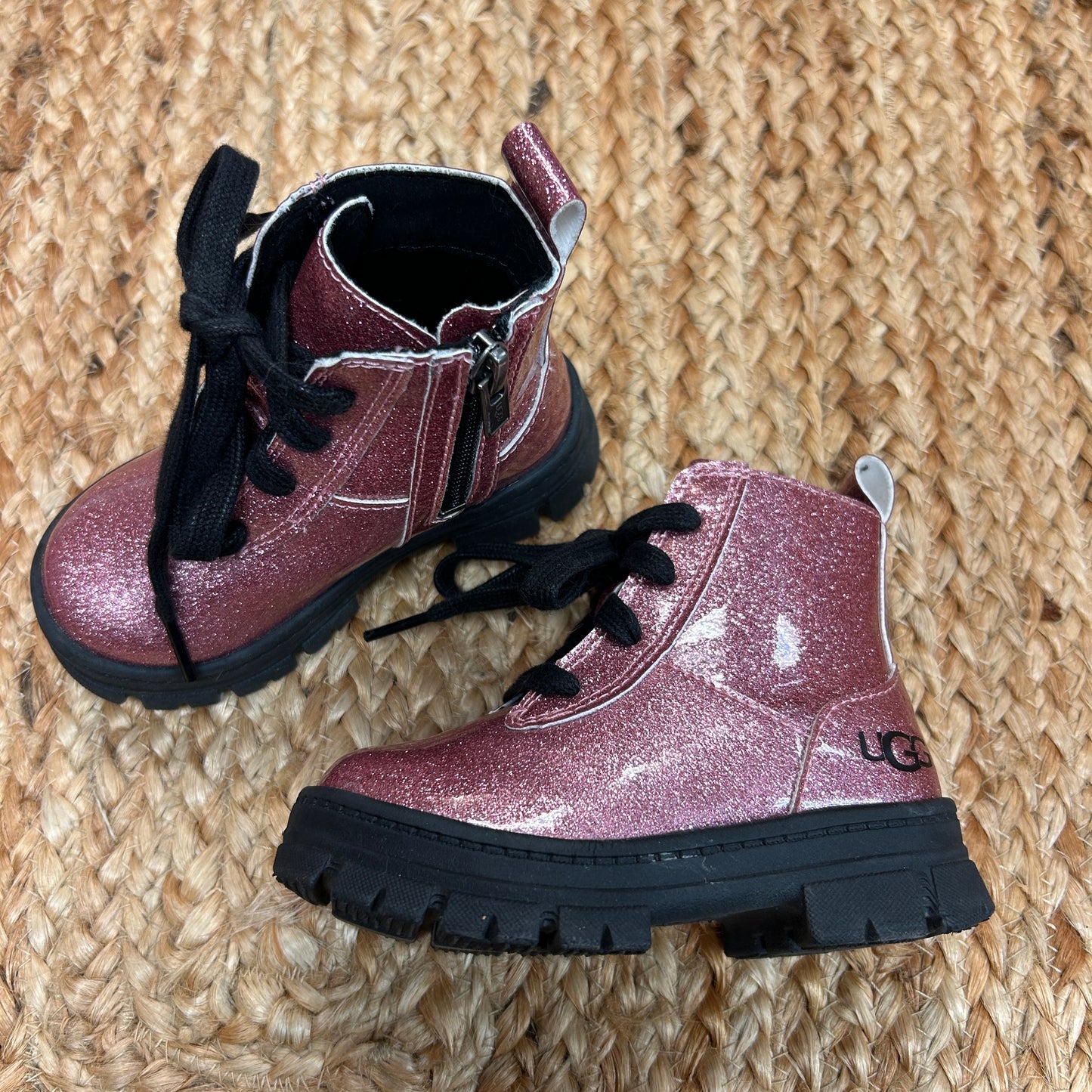 Pink Glitter Zip-Up Boots