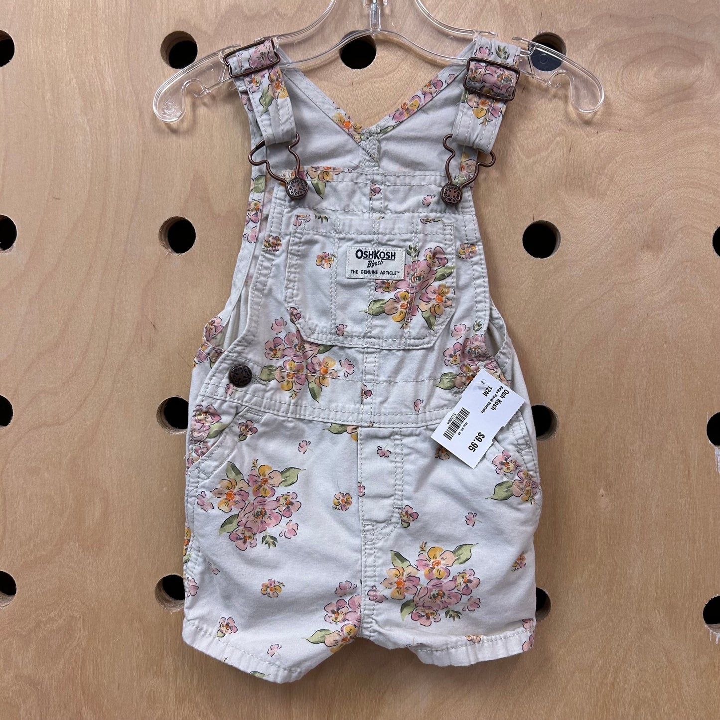 Beige Floral Shortalls
