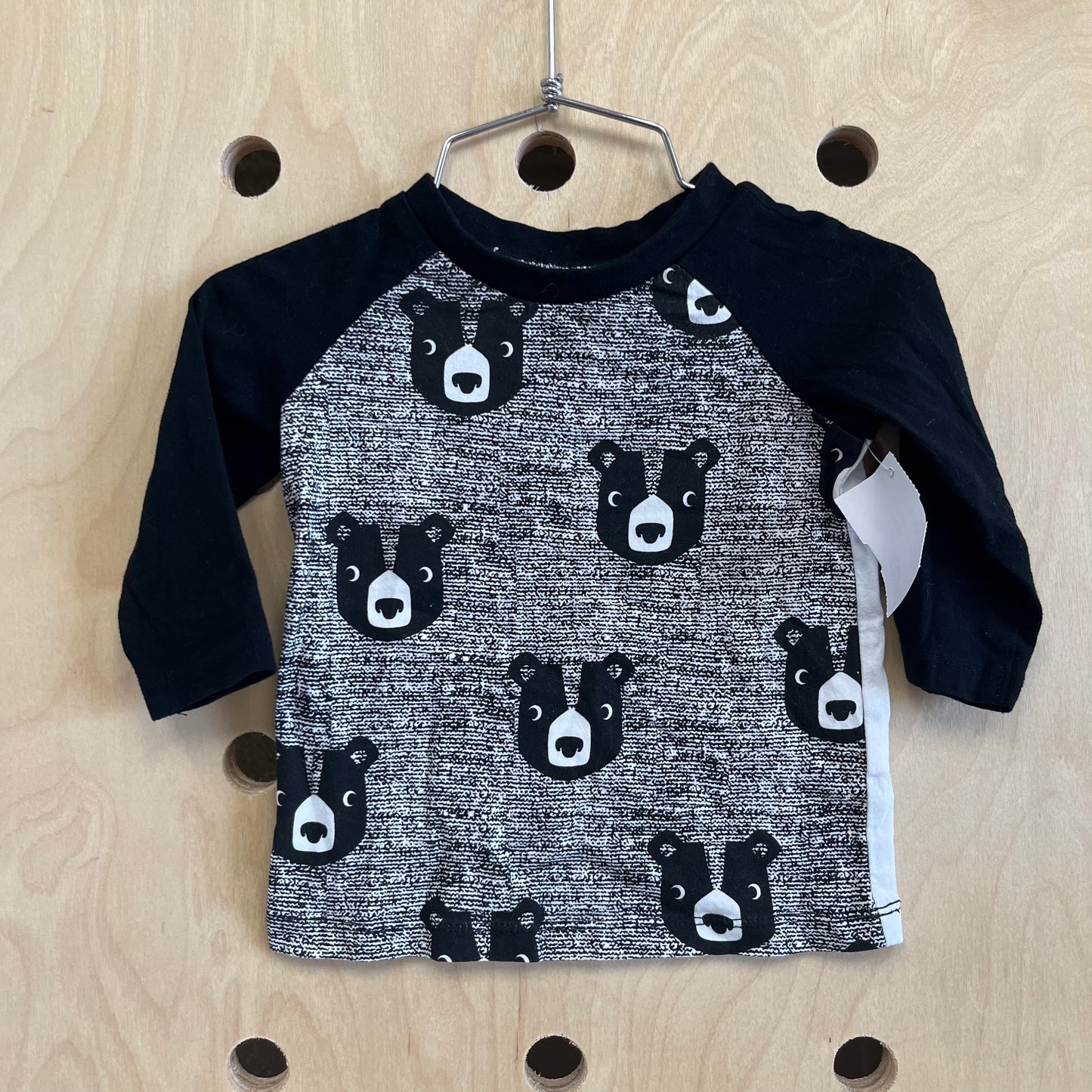 B&W Bear Baseball LS Tee