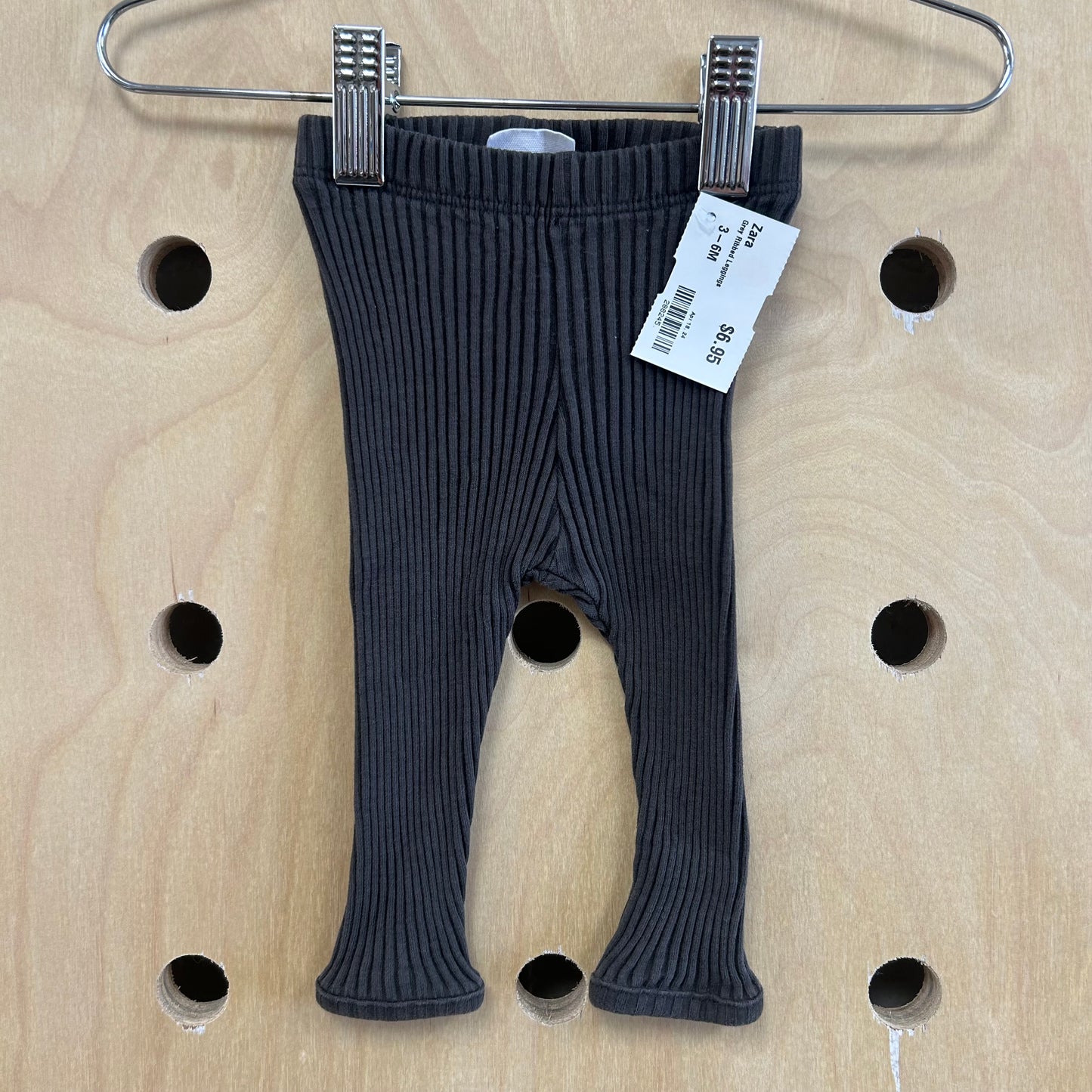 Grey Ribbed Leggings