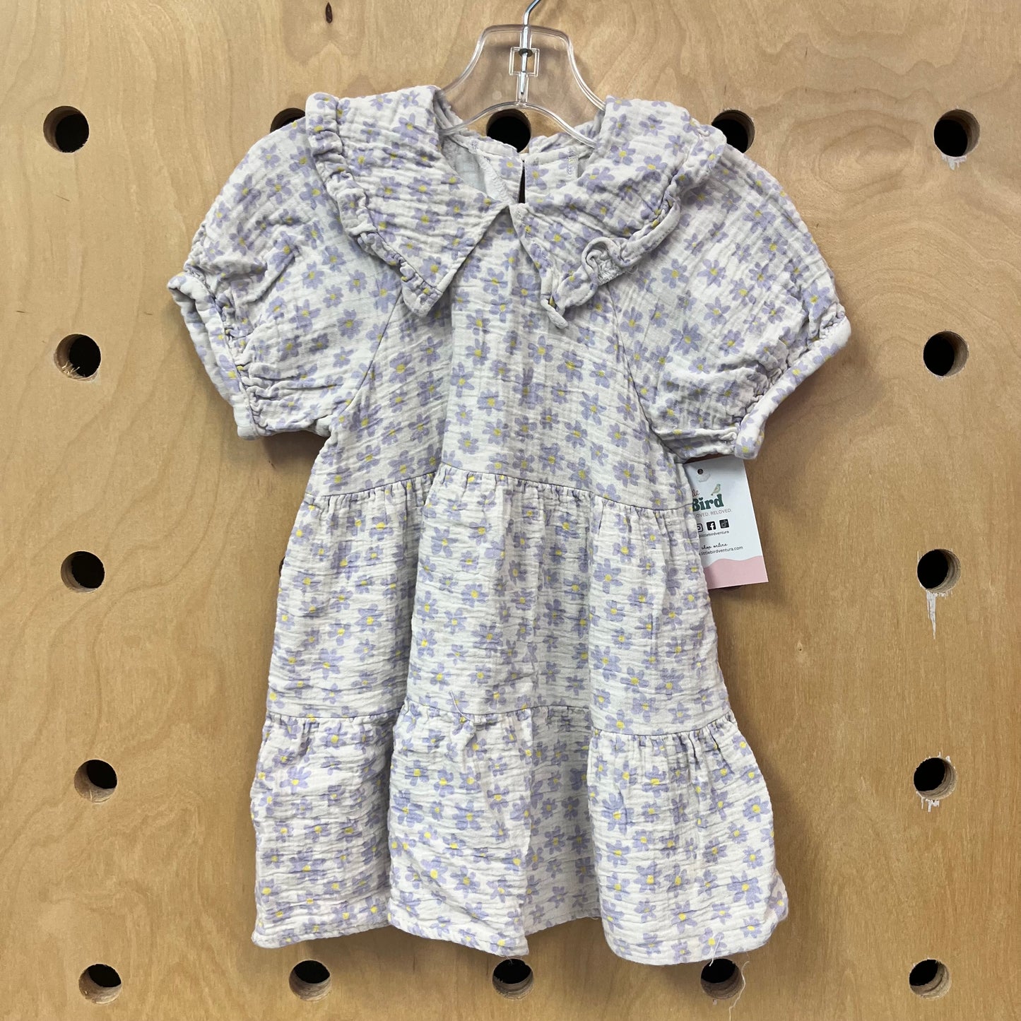 Cream + Purple Floral Gauze Dress